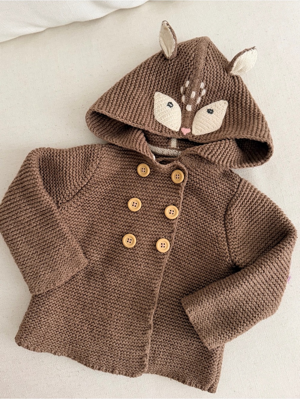 Baby Boden Knit Deer Hooded Sweater